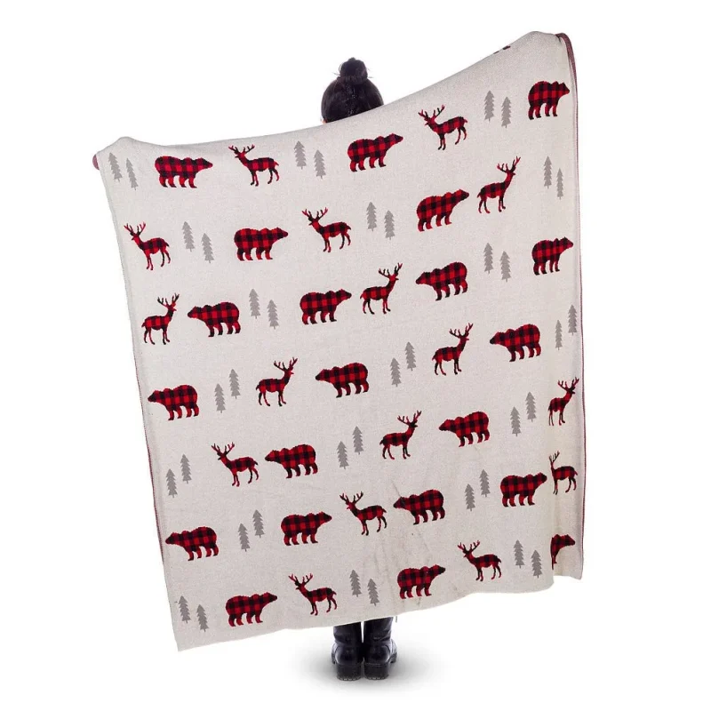 abbott check deer bear throw blanket perfect gift for nature lovers