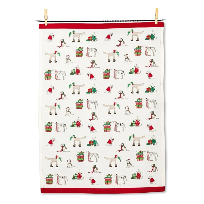 abbott holiday dogs tea towel high quality fun design