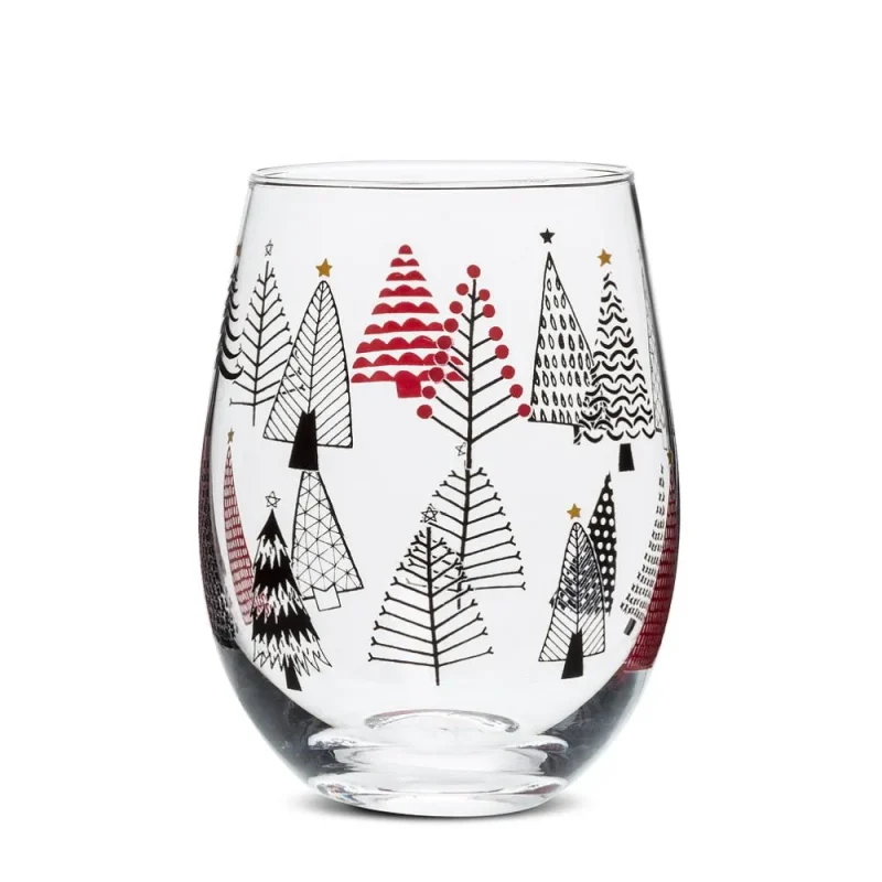 abbott modern trees stemless wine glass