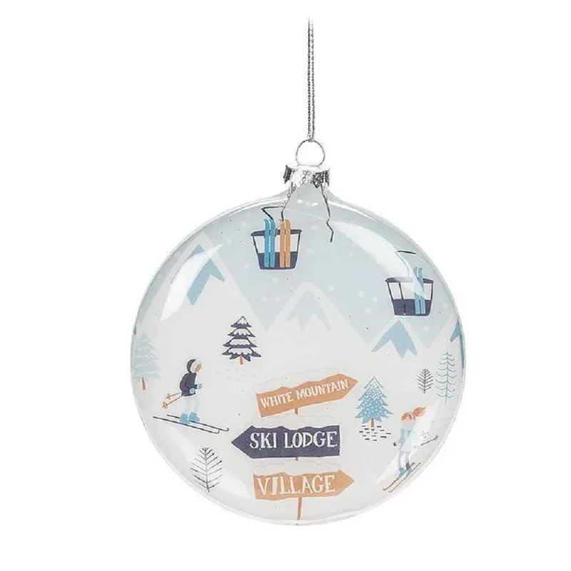 abbott ski hill scene disc ornament