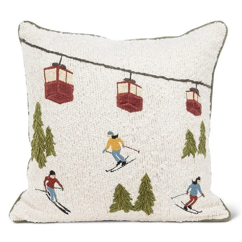 abbott square ski scene boucl pillow