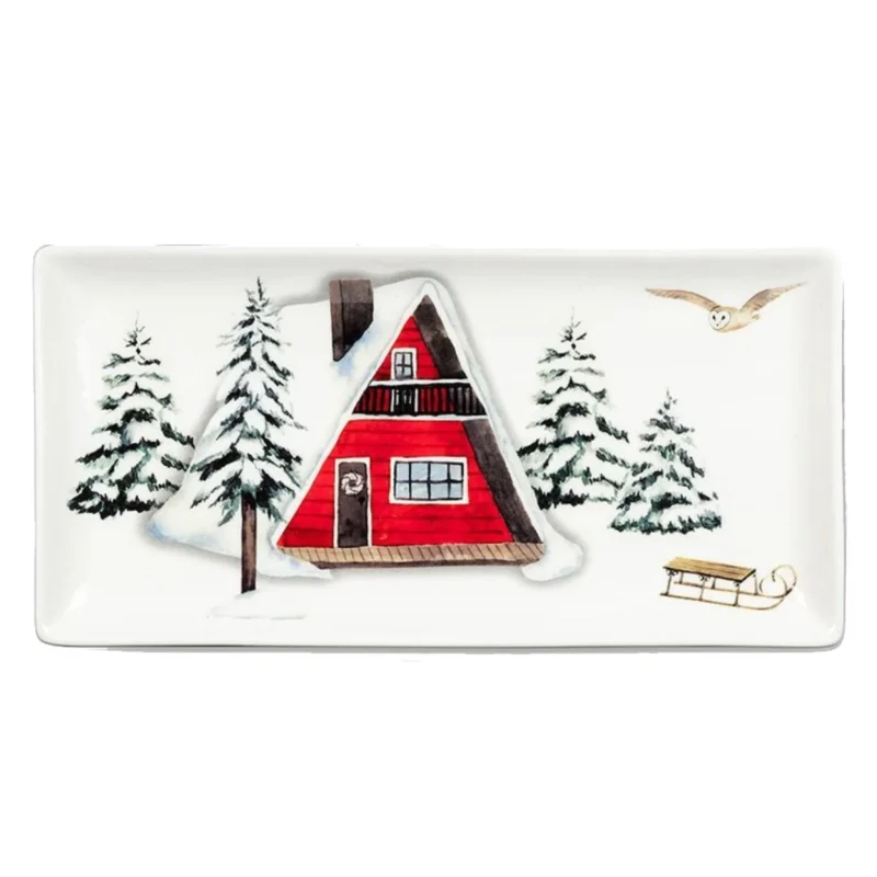 abbott winter cabins rectangle serving platter