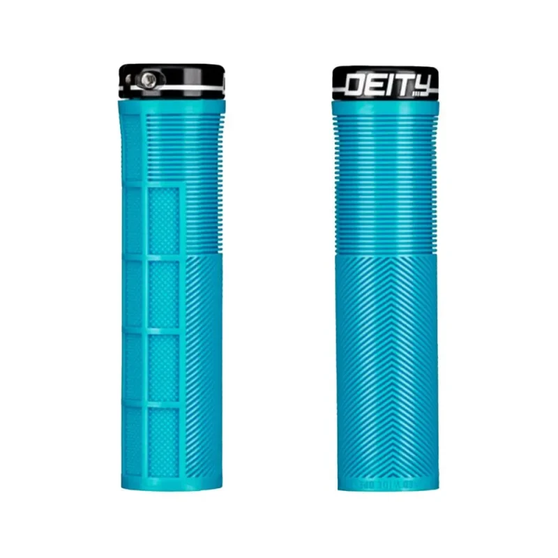 ergonomic deity knuckleduster grips turquoise 132mm pair