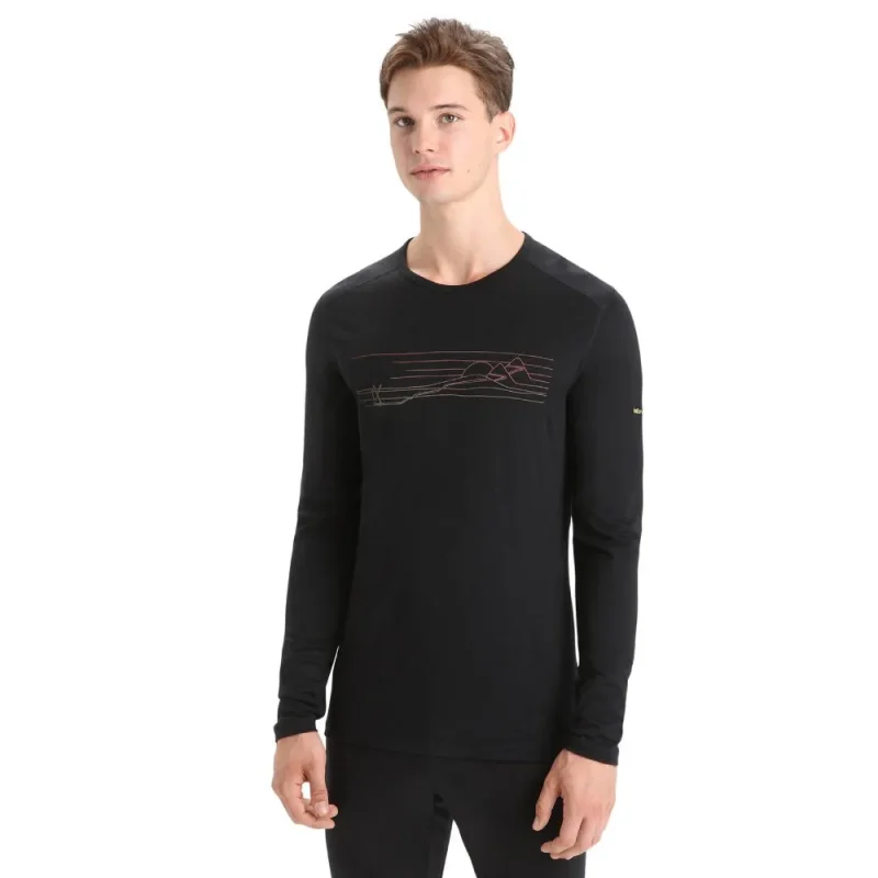 icebreaker men s oasis 200 ls ski stripe crew top