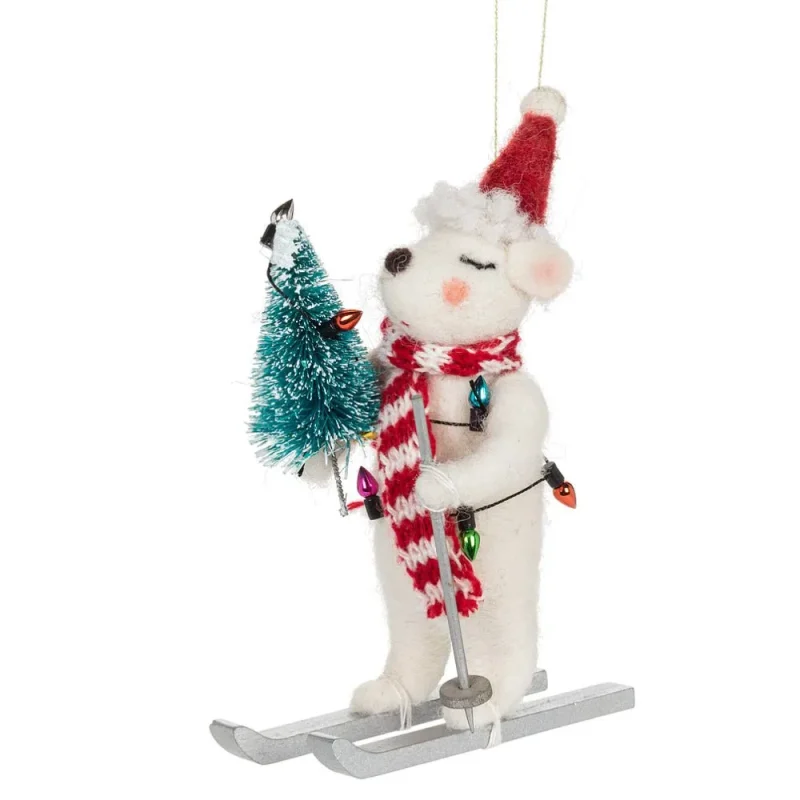 polar bear skiing christmas ornament w lights abbott